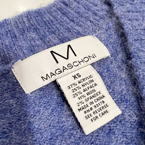 Magaschoni Sz XSmall Blue Wool Alpaca Blend V-Neck Sweater Women’s - Picture 3 of 10